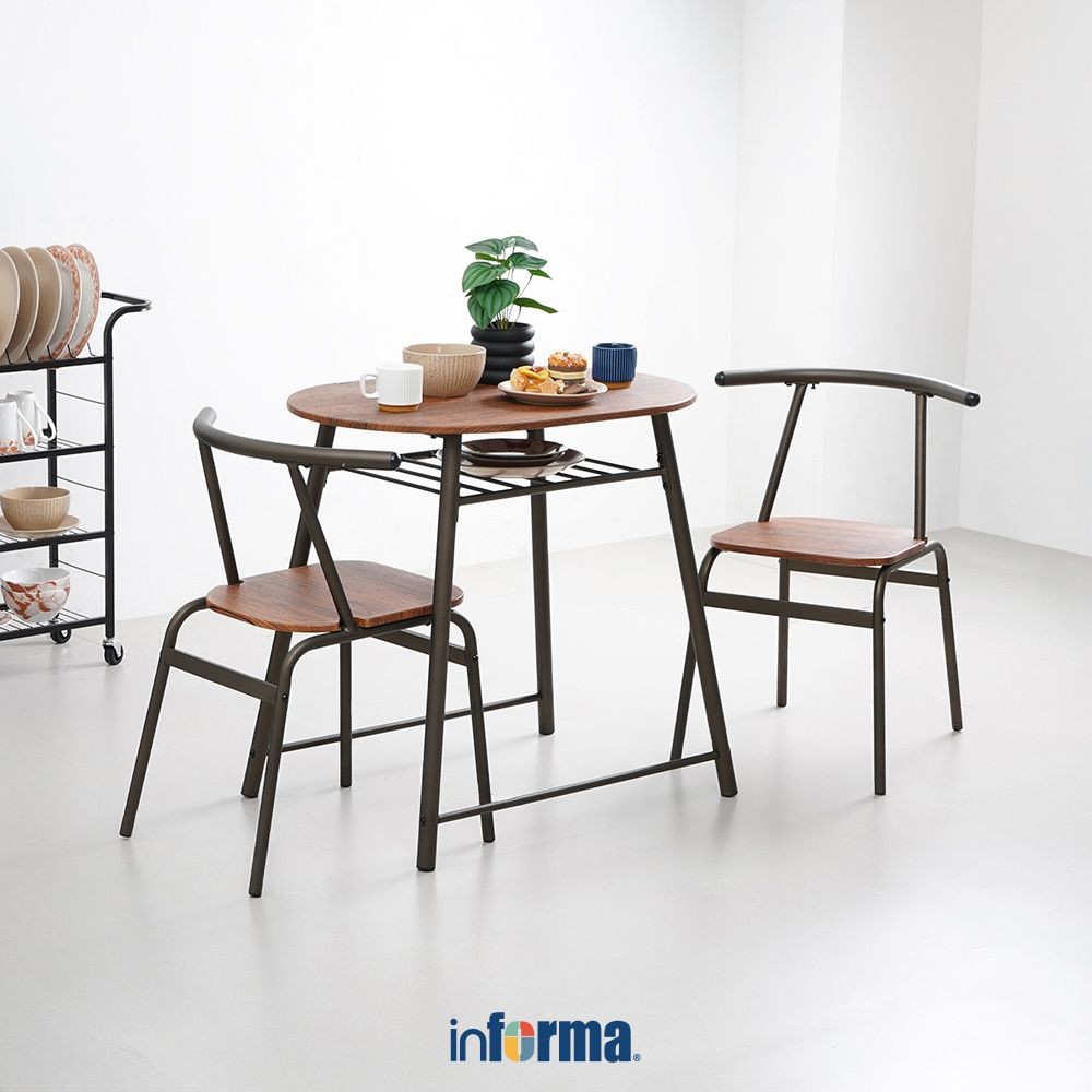 Informa Heidy Set Meja Makan 2 Kursi - Cokelat Dining Table Set Meja Kursi Ruang Makan Aesthetic Fur