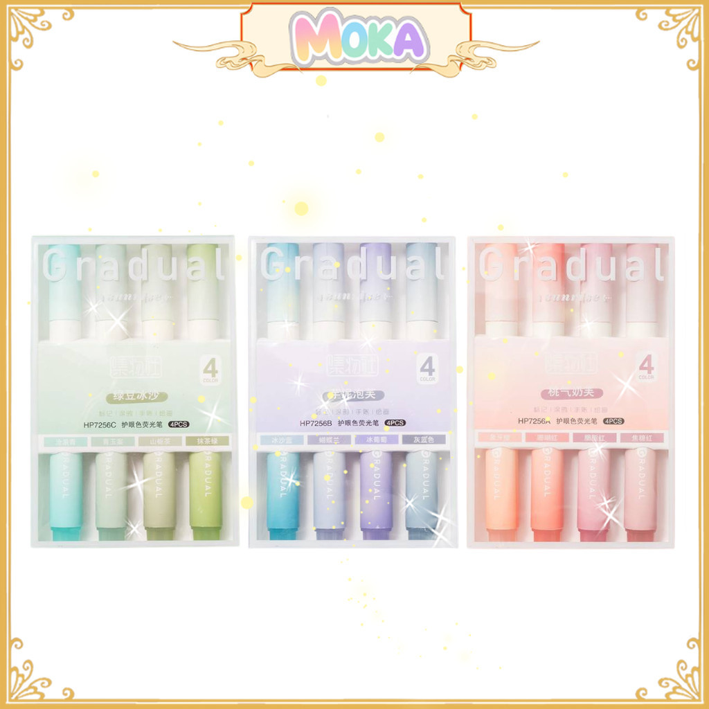 

MOKA 1 Set Isi 4 Highlighter Warna Pastel Terang / 1 Set Stabilo Highlighter Warna Pastel MKP22