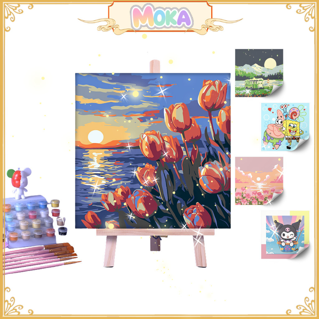 

MOKA SET PAINT BY NUMBER ISI 1 CANVAS 20 X 20 CM, CAT WARNA DAN KUAS MKH101