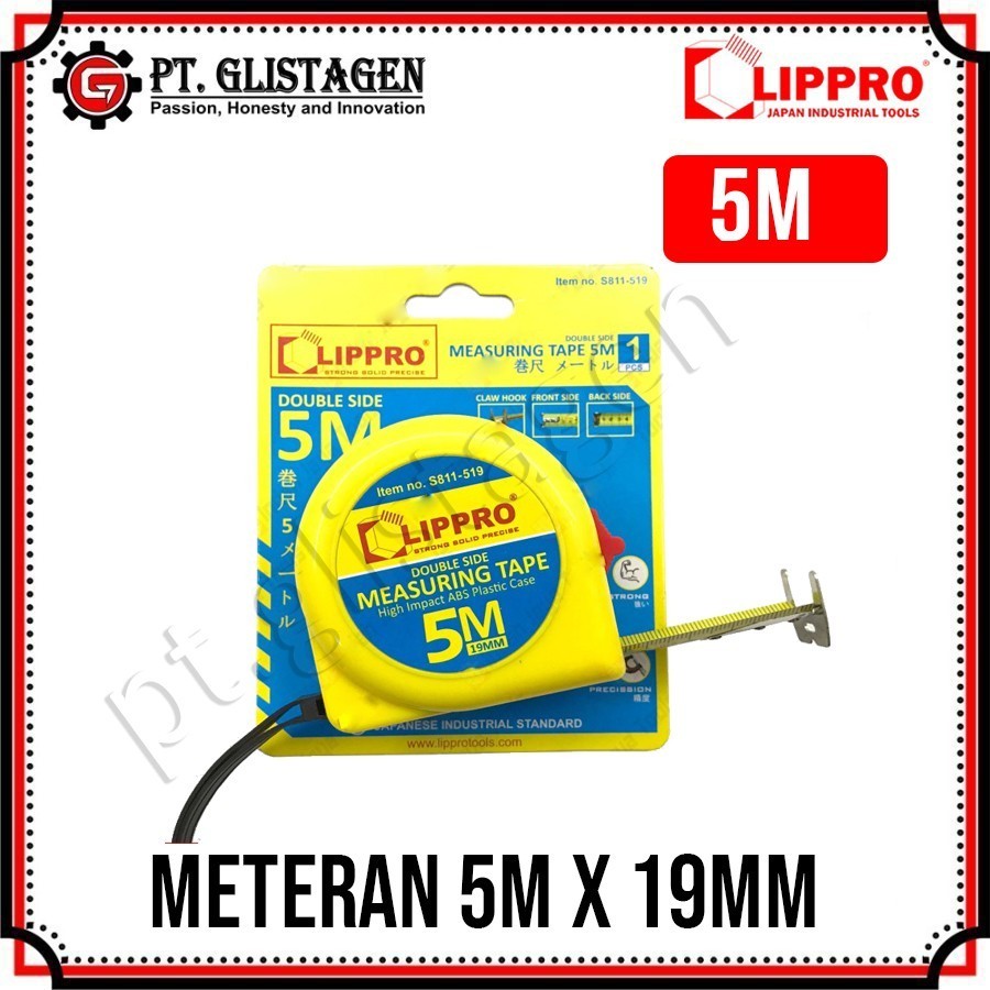 Lippro S811-519 Meteran 5Meter Double Side Measuring Tape Alat Ukur Tukang Pengukur Panjang 5 Mtr