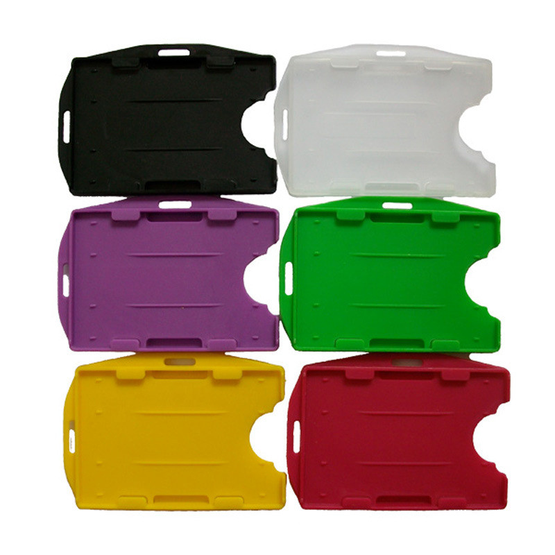 

1pc Portable Practical Durable Double Sided Hard Plastic Badge Work ID Card Holders Protector Case Cover Office School Supplies