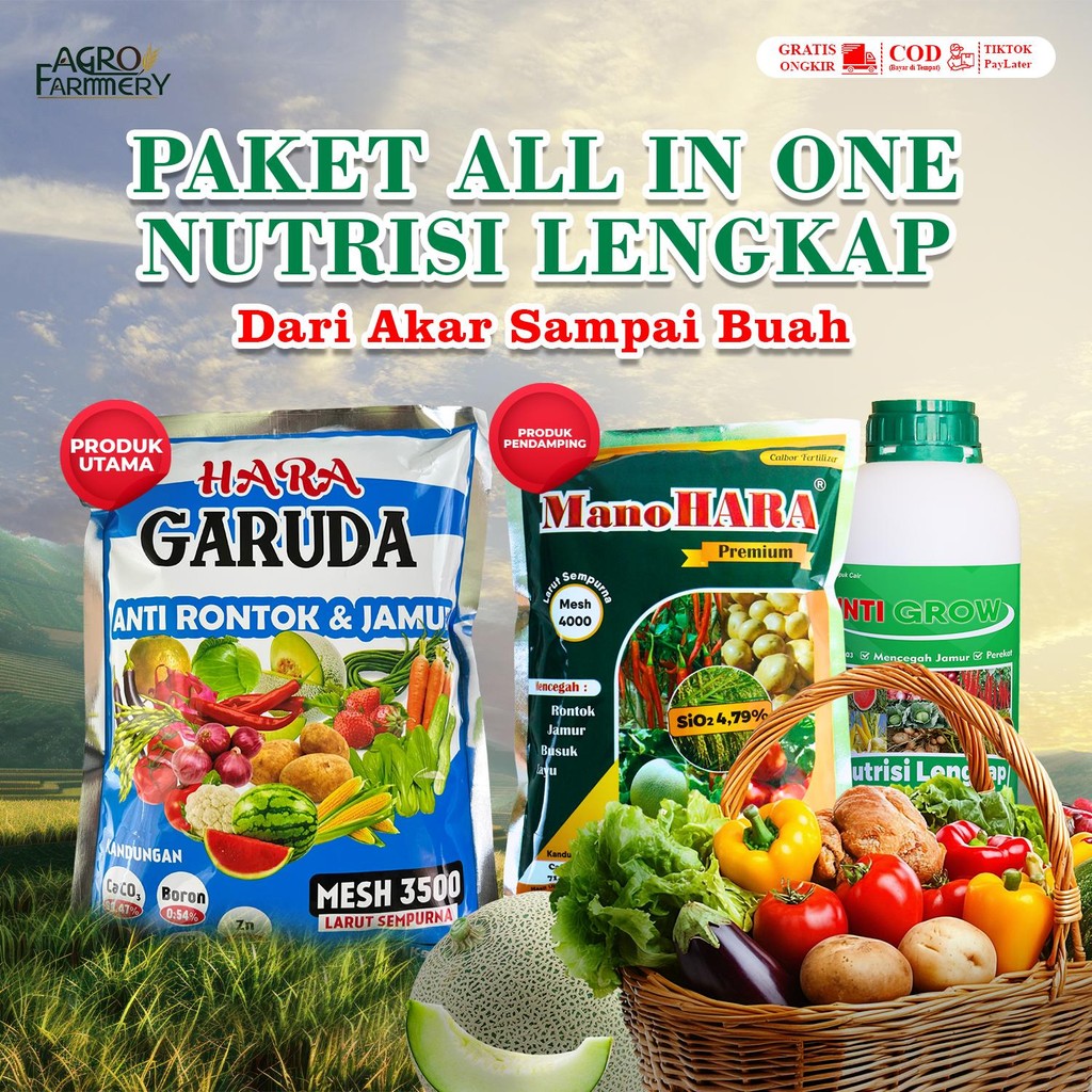 Paket Lengkap Panen Hebat - Pupuk Hara Garuda, Inti Grow, Pupuk ManoHara Premium
