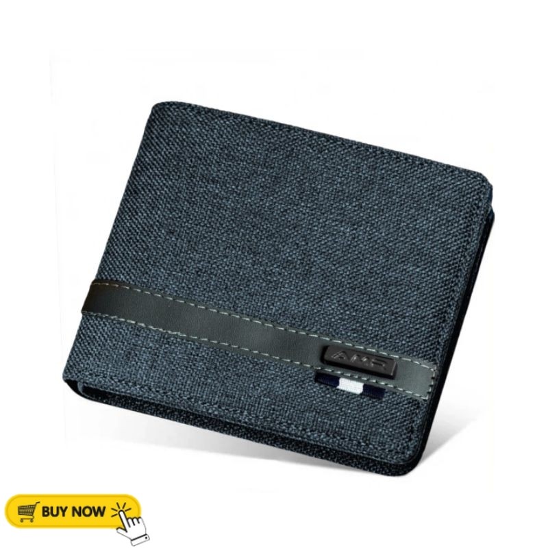 Dompet Pria Kanvas Lipat Dompet Pria Penyimpanan Kartu dan Uang + box