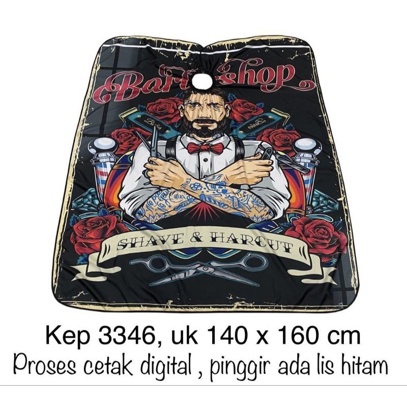 KIP CAPE BARBERSHOP PRINT JUMBO / K. 3346 KAIN KEP BARBERSHOP PREMIUM TERBAIK