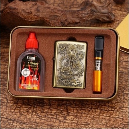 ZPBINTANG STORE- BISA COD - TERLARISS  TERMURAHHH korek api roda motif naga timbul + minyak + pipa m