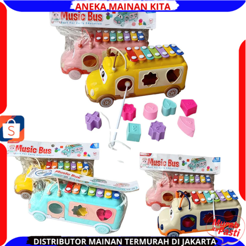 Mainan Anak Xylophone Puzzle Happy Bus YE 20