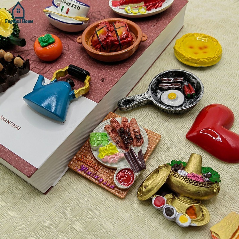 Makanan Magnet Kulkas Makanan Ringan Magnet Kulkas Proses Resin Kreatif Stiker Fugthui