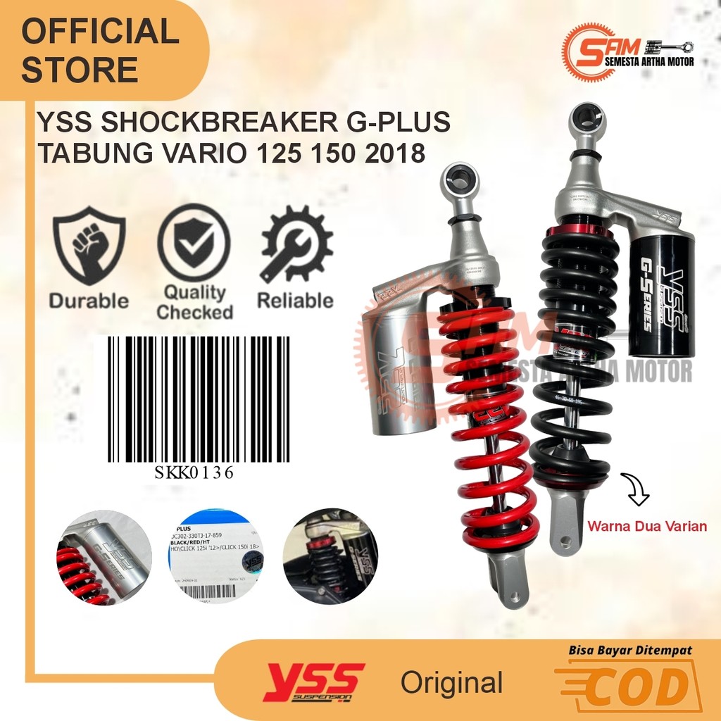 YSS G-Plus Shockbreaker Vario 125 150 2018 Tabung Atas Shock Belakang  Motor Honda Matic