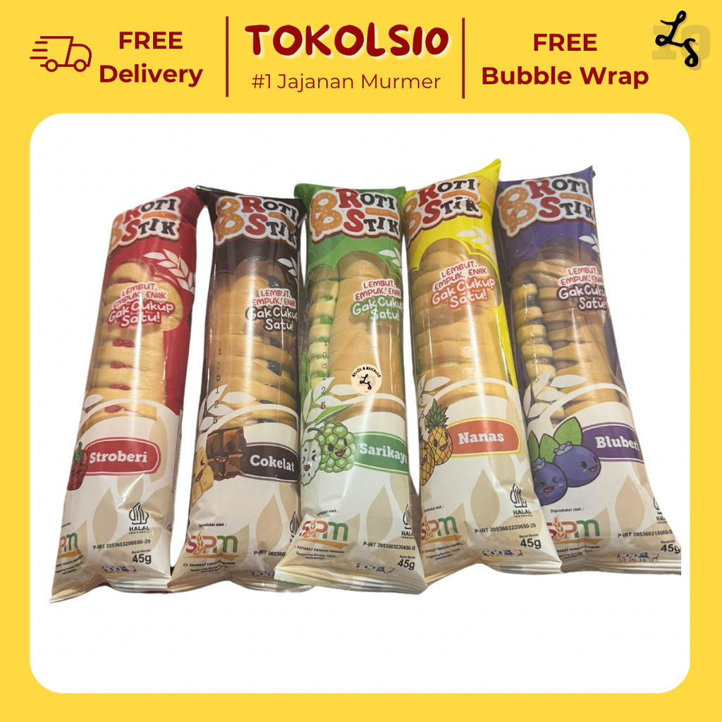 

B Roti Stik Lembut Empuk Rasa Cokelat/Stroberi/Srikaya/Nanas/Blueberi 45gr