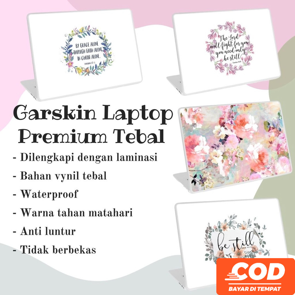 Sticker Garskin Laptop Motif Bunga Stiker Laptop Cover Protector Notebook Skin Garskin Cute Minimali
