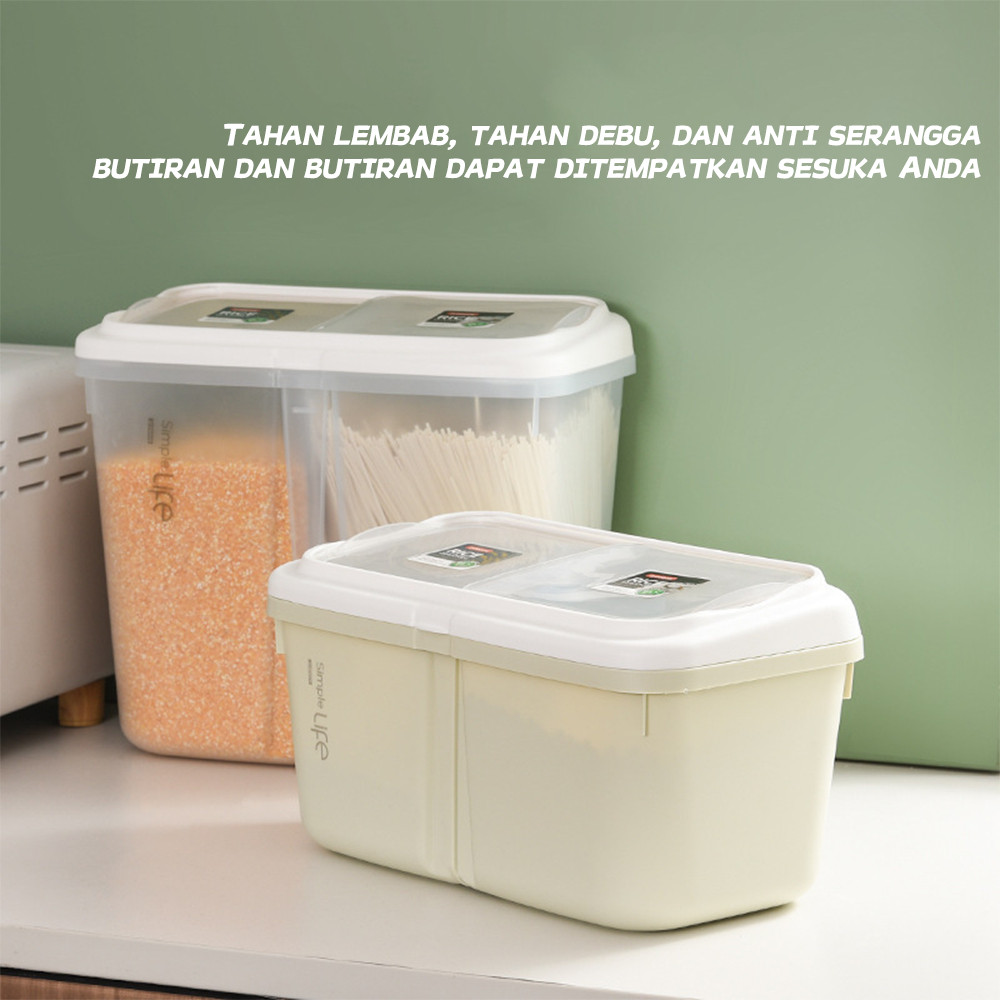 Kotak penyimpanan ember nasi/kotak penyimpanan partisi tertutup/Rice Box Tempat Penyimpanan Beras/Ri
