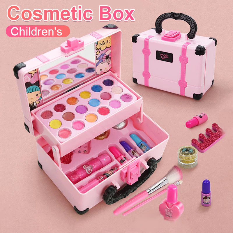 32Pcs Children Pretend Plays Make Up Kit Set Mainan Make Up Anak Dengan Fungsi Asli