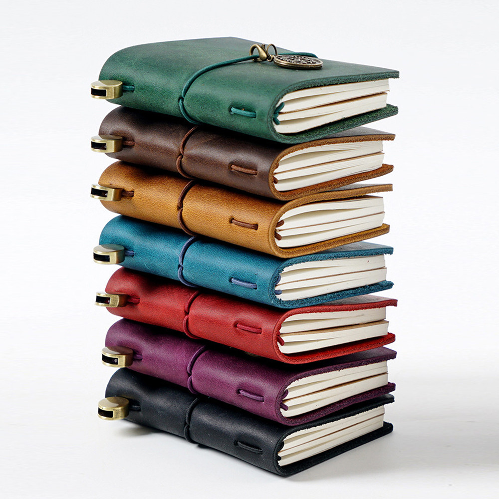 

Cute Office Notebook Genuine Leather School Stationery Hand Ledger Planner Notebook Diary Book Traveler's Mini Portable Vintage