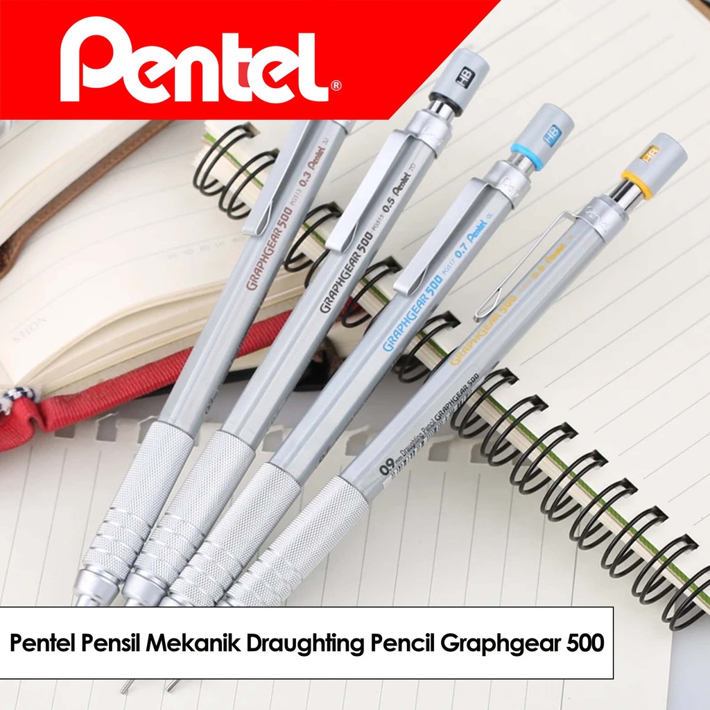 

Pentel Pensil Mekanik 0.9mm Draughting Pencil Graphgear 500 PG519-G Yellow
