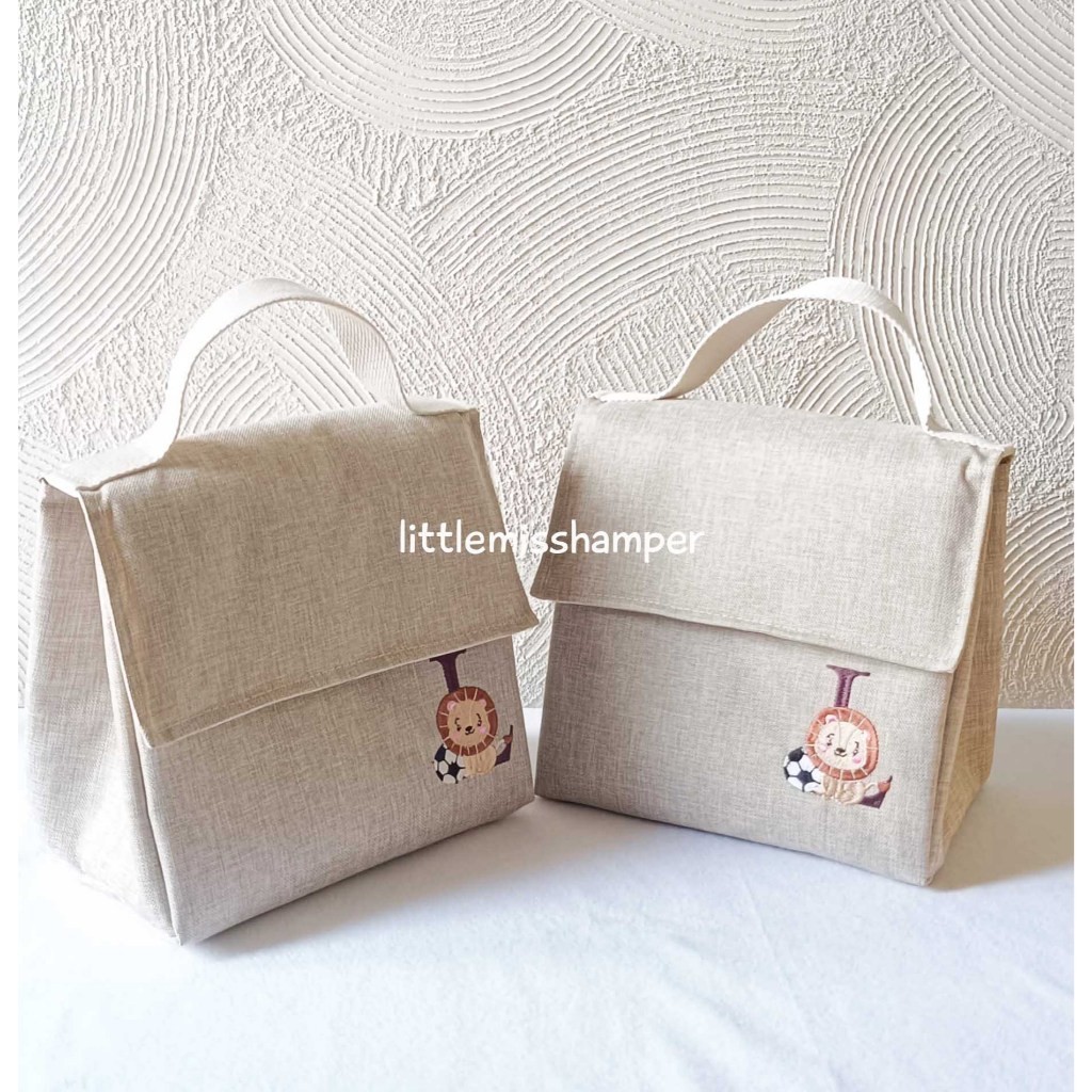 

Lunch Bag Trapesium Canvas - One Month Hampers / Souvenir ultah / Goodie Bag / Tempat Tas Bekal