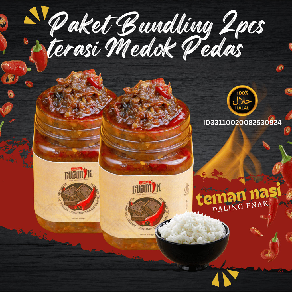 

Paket Bundling 2pcs Sambal Cuamik - Sambal Terasi Gurih pedas Manis pake nasi mantep pol