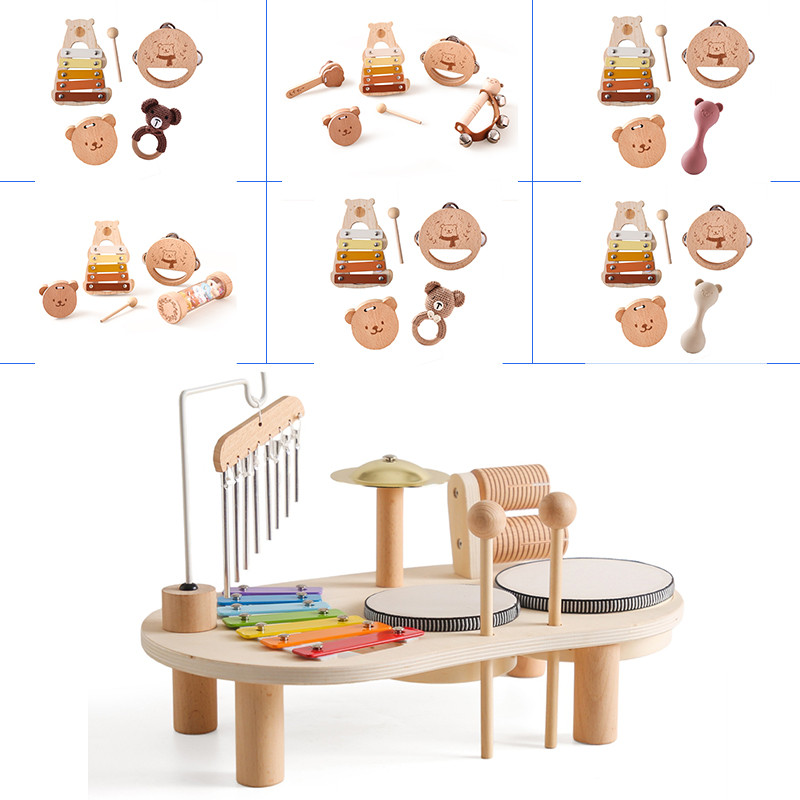 

Baby Toy Musical Instrument Wooden Baby Learning Educational Toys Children's Multifunctional Music Knocking Table Baby Gift Set