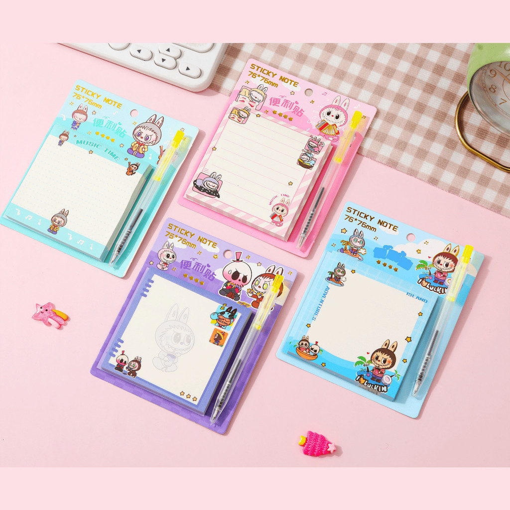 

Sticky Note Premium 70 lembar LABUBUKertas Bermotif Plus Pena Kertas Catatan Pengingat - OS0423