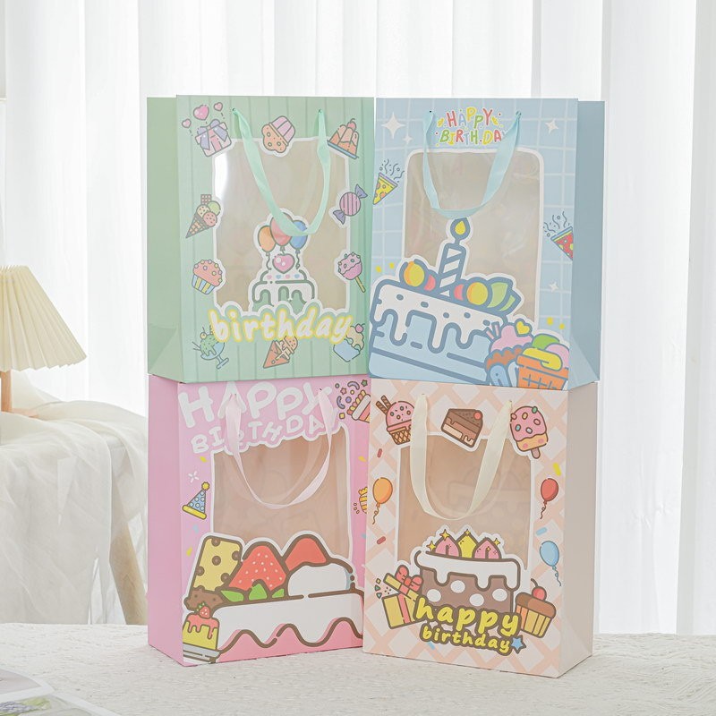 

Paper Bag Gift Cute / Paperbag Hadiah Motif HBD Ultah Happy Birthday Transparan - OS0480