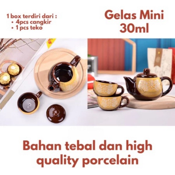 Cangkir Teko Pot Set Keramik Mewah Hampers Gelas Kopi Unik Aesthetic Teko Teh / Souvenir Kado