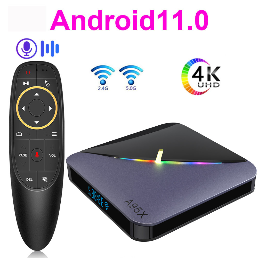 A95X F3 Air II Smart TV BOX Android 11.0 4K RGB Light 2.4/5G  Wifi Amlogic S905Y4 BT5.0 Set Top Box 