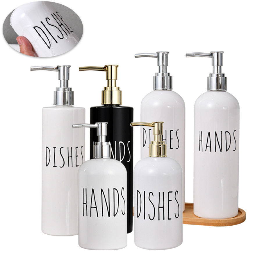 Kitchen Soap Dispenser White Dish Soap Dispenser and Hand Soap Bathroom Refillable Shampoo Shower Ge