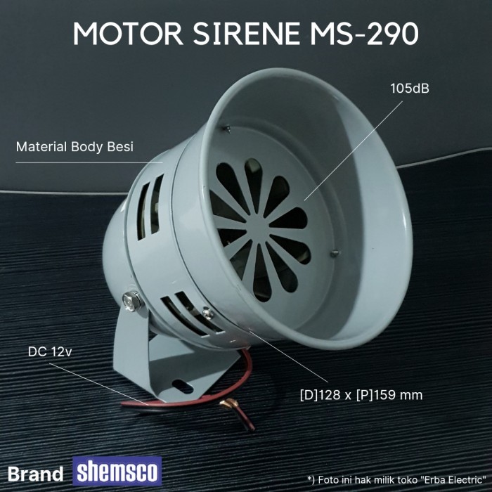 MU99 SHEMSCO MS-290 DC 12v Motor Sirene Alarm Warning Siren 105db