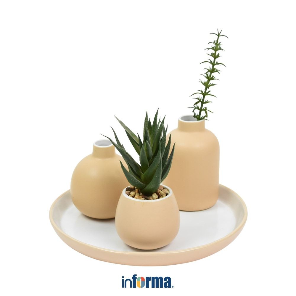 Informa Vas Keramik Set 4 Pcs Sully Mix Trio Vase Wadah Tempat Bunga Home Deco Dekorasi Ruangan Aest