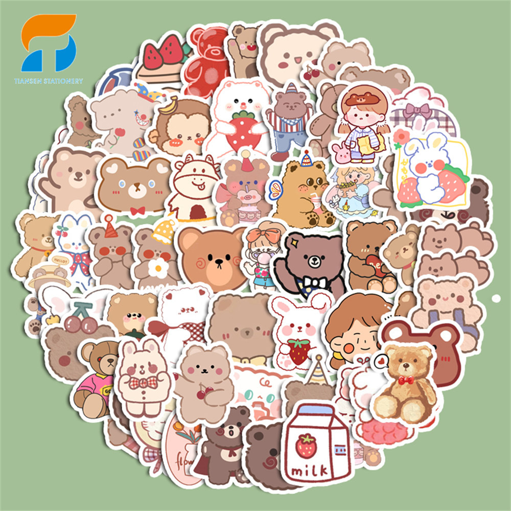 

90pcs stiker Beruang Stroberi Macaron yang Lucu DIY untuk Komputer, Washi, Scrapbooking, Laptop, Alat Tulis, Seni, dan Kerajinan.
