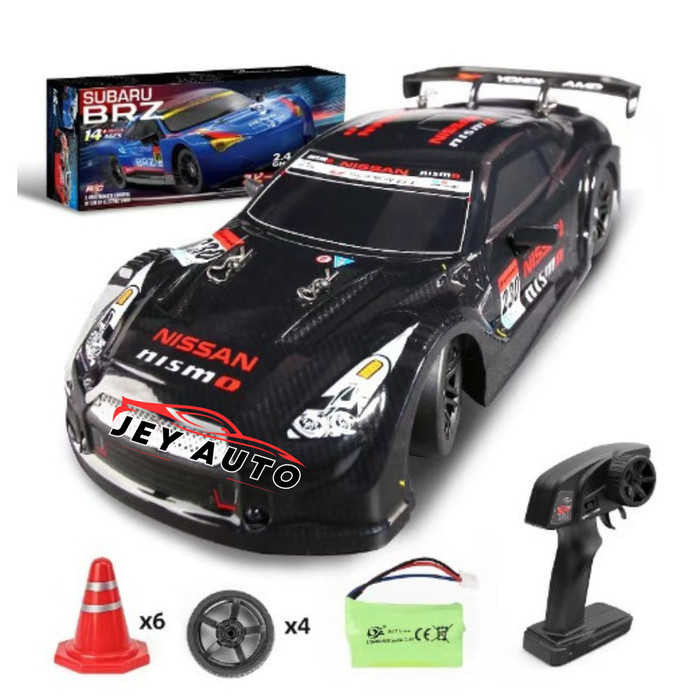 ✨Virtual.C✨ -TERBARU Mobil RC DRIFT 4wd Nissan GTR 2,4GHz skala 1:16 mobil remot racing - HITAM NON 