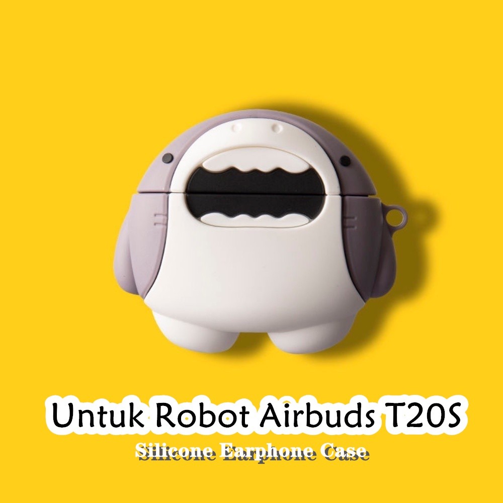 【Coco Case】Untuk Robot Airbuds T20S Case Kartun Kreatif Kucing Keberuntungan Hitam Soft Silicone Ear