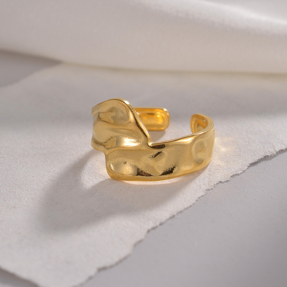 [Chic Trinkets]Cincin Wanita Pria Jewelry Ring Pembukaan Gelombang Air Yang Dapat Disesuaikan J347