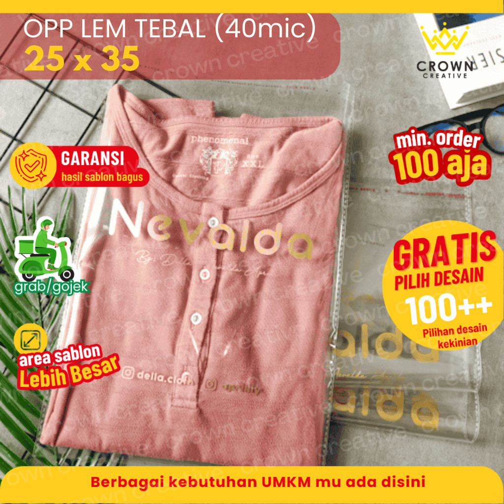 

25X35 (SABLON) OPP LEM TEBAL 21MICRON ASLI BENING / PLASTIK PEREKAT / PLASTIK TRANSPARAN
