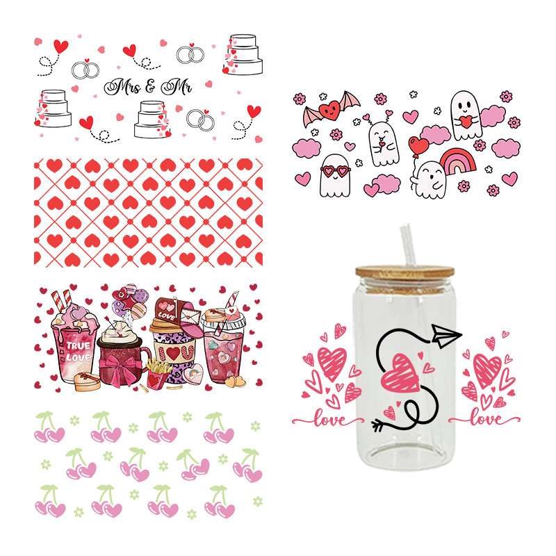 

Valentine's Day UV DTF Sticker For 16oz Cup Wrap Transfer Sticker Custom Label DIY Logo Self adhesive D8588