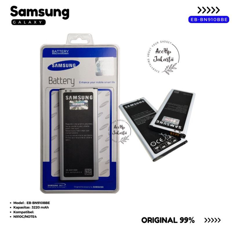 Baterai Samsung Note 4 / N910 Original 99% SEIN / Baterai Batre Samsung Note4 / N910H / N910C