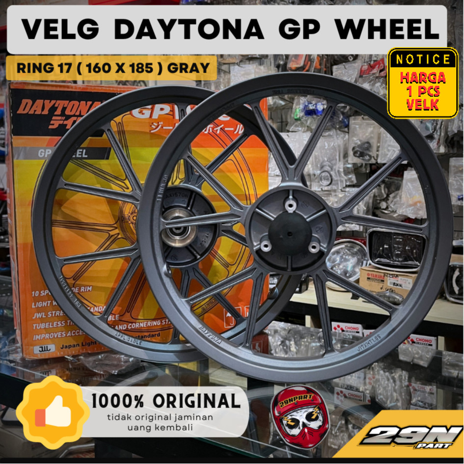 Velg DAYTONA ORIGINAL GP WHEEL Grey 160 185 Ring 17 Cakram Tromol Yamaha Honda Suzuki Rx King F1ZR J