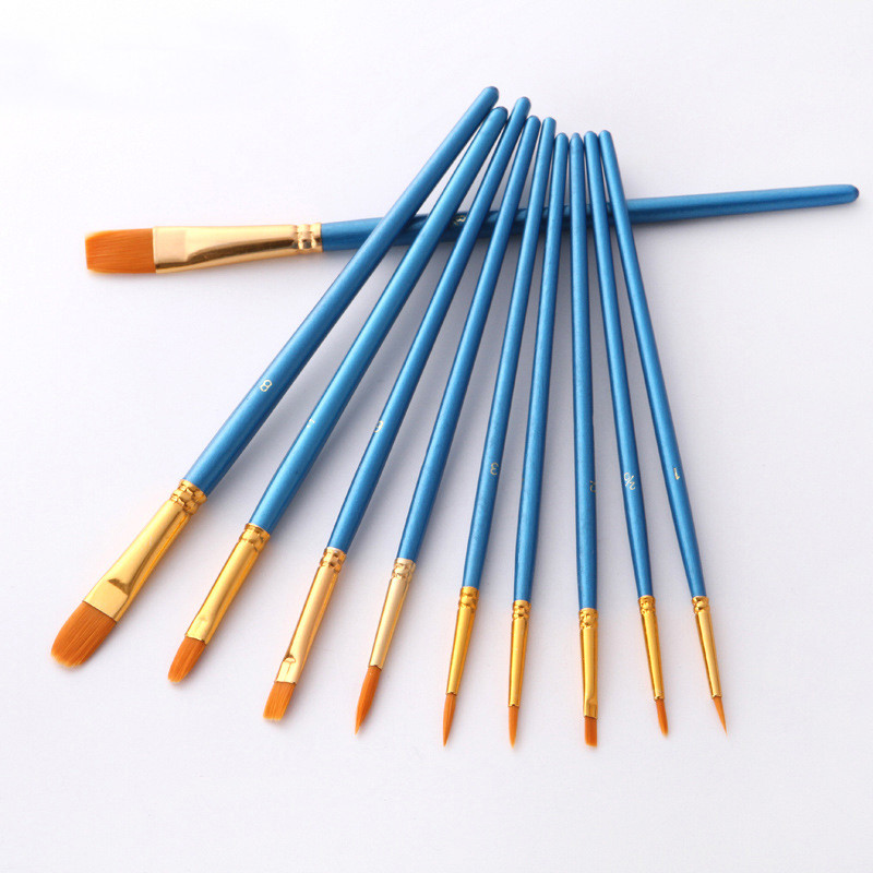 

10Pcs/Set Nylon Hair Painting Brush painting by numbers Tool brushes Watercolor Gouache Paint Brushes Different Shape Round Tip