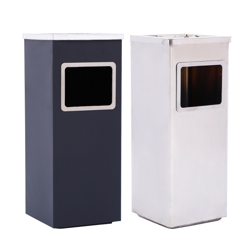 NomiYumi - Tempat Sampah Tong Sampah Elegant Warna Hitam Stainless Steel Kotak Asbak Hotel Mall Besa