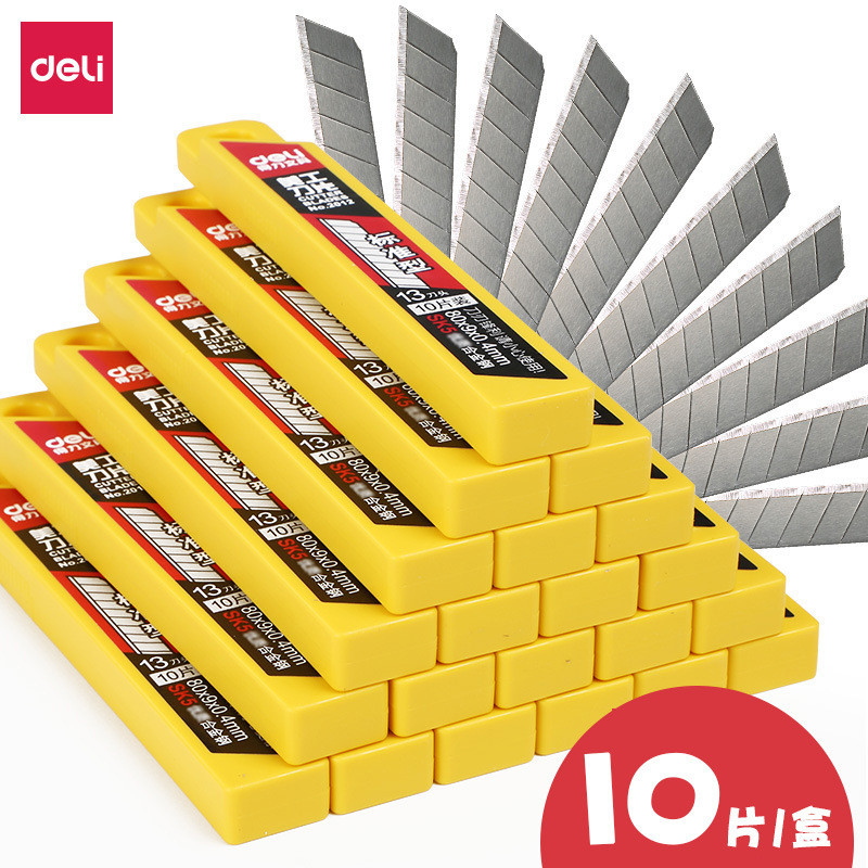 

Deli 2022 10pcs/pack 9MM utility Knife Blades Low Carbon Alloy Steel Paper Office Stationery Art Paper Cutting DropShipping