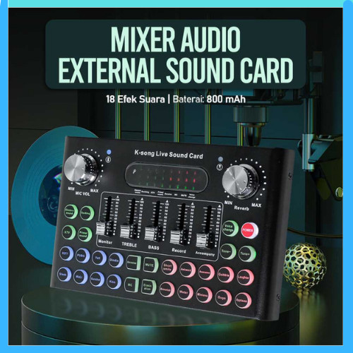 COD LEEDOAR Mixer Audio External Sound Card Live Voice Changer 18 Effects  F007C /  mixer audio mini