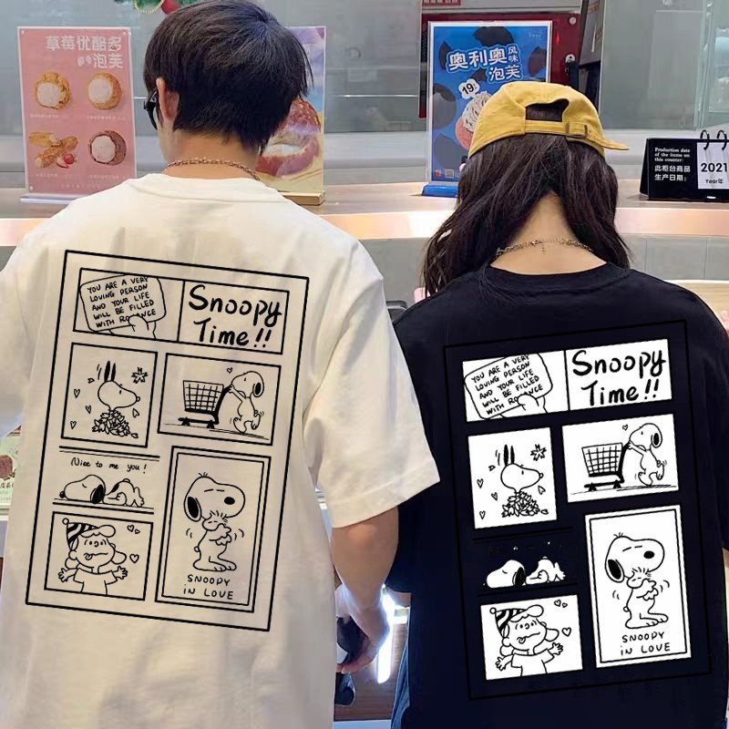 Snoopy komik kaos pria  T-shirt wanita t shirt pria baju couple pasangan oversize couple