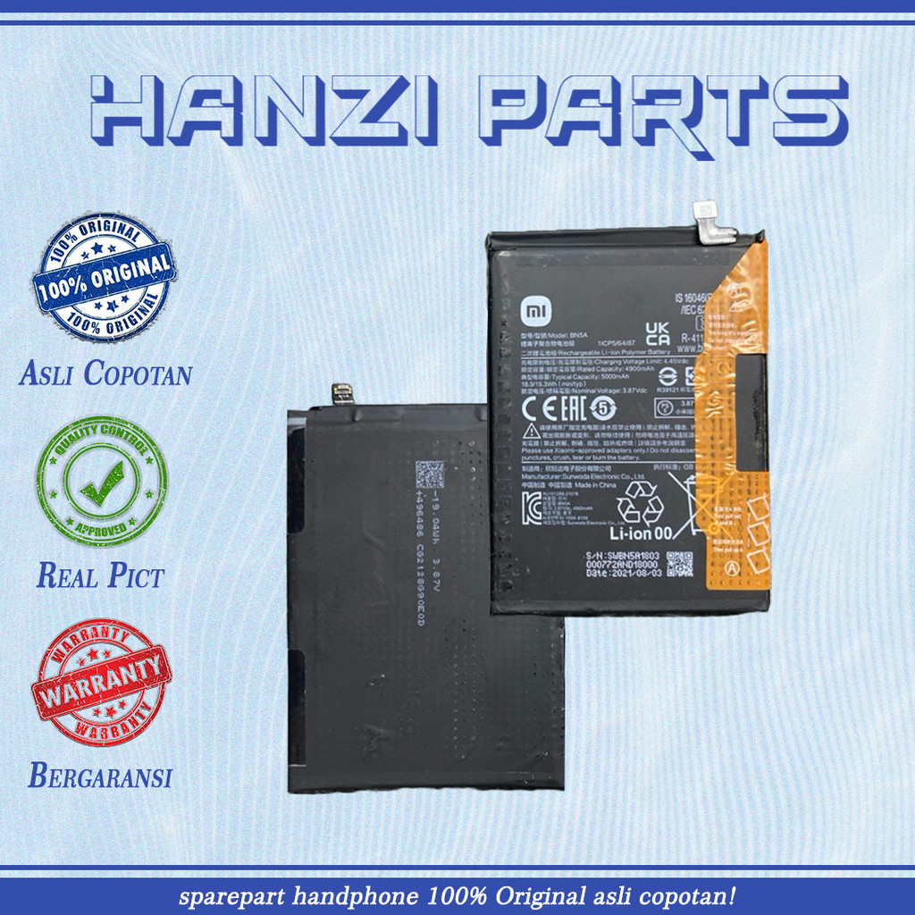 BATERAI BATRE BATTERY BN5A XIAOMI REDMI 10 4G 2021 2022 / NOTE 10 5G / POCO M3 PRO 5G ORIGINAL 100% 
