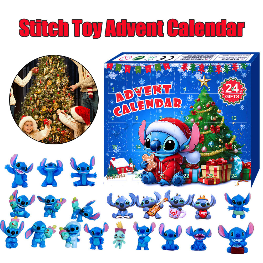 

Christmas Arrival Stitch Toy Advent Calendar PVC Anime Figure Calendar Box Figure Advent Calendar 24 Day Countdown Calendar Gift