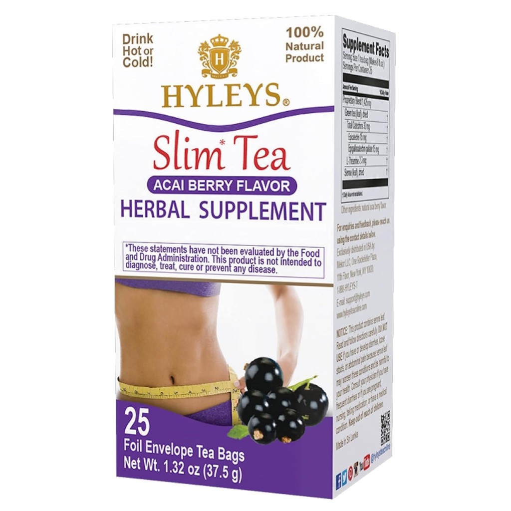 Hyleys Slim Tea Acai Berry Flavor - Weight Loss Herbal Supplement
