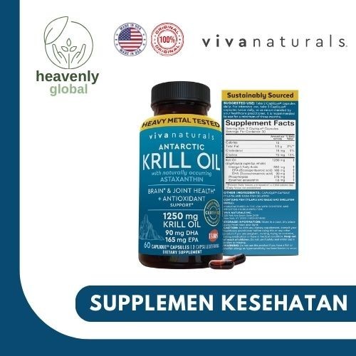Viva Naturals Krill Oil 1250 mg with Astaxanthin & Omega 3 - 60 Capsules