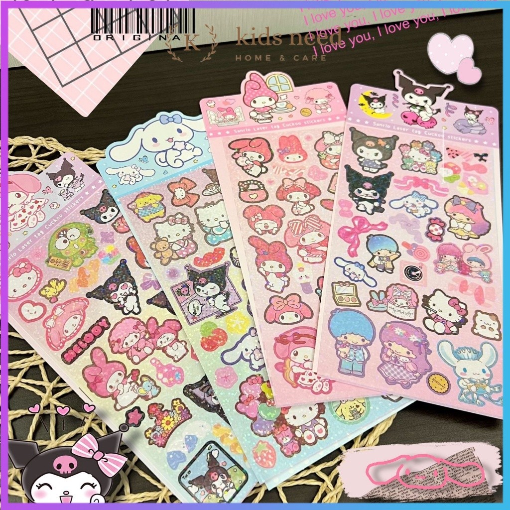 

Stiker Gliter Hologram besar Macca1124 Motif sanrio kuromi melody cinnamorol pompompurin Mixue Karakter Lucu-Lucu Keren