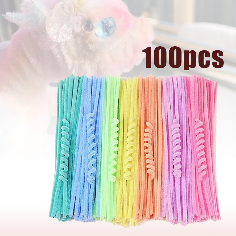 100pcs Kawat Bulu Mercy Metalik Kawat Kerajinan Tangan Kawat Bulu Mercy Pastel Mix Kawat Bulu Beludr
