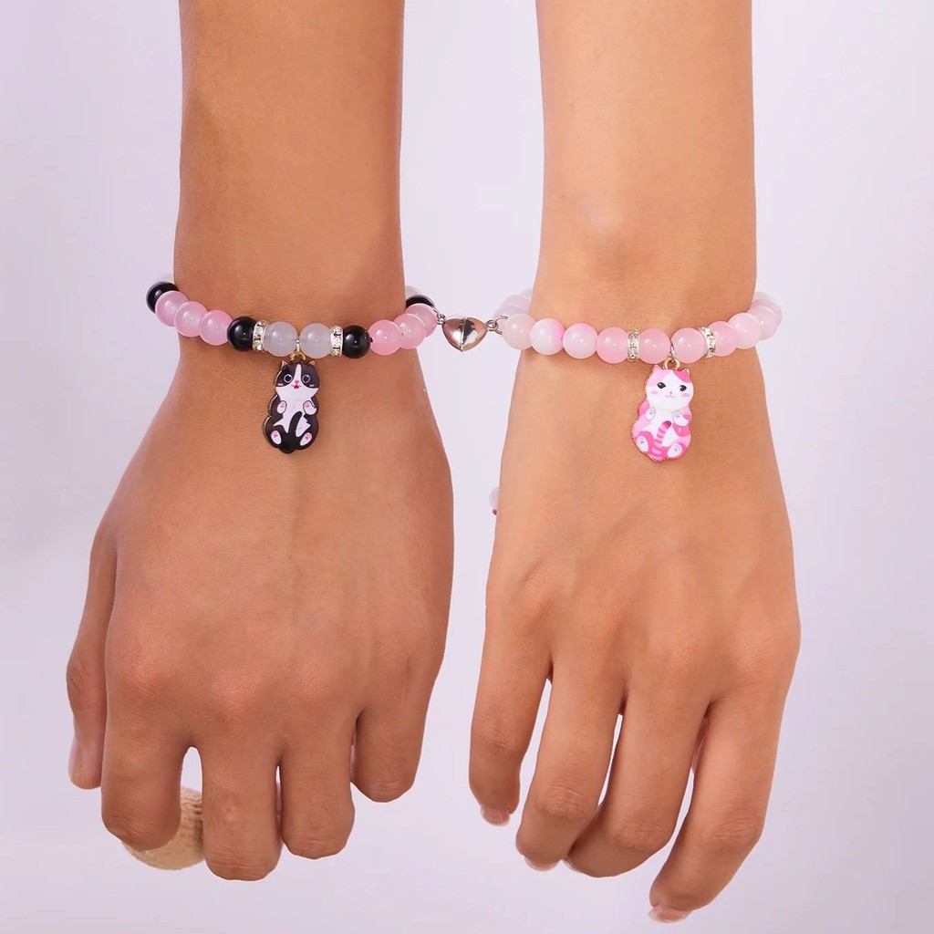 

New Romantic Heart Magnetic Couple Bracelet for Women Men Trendy Handmade Rope Cute Cat Pendant Bracelets Yoga Jewelry Gifts