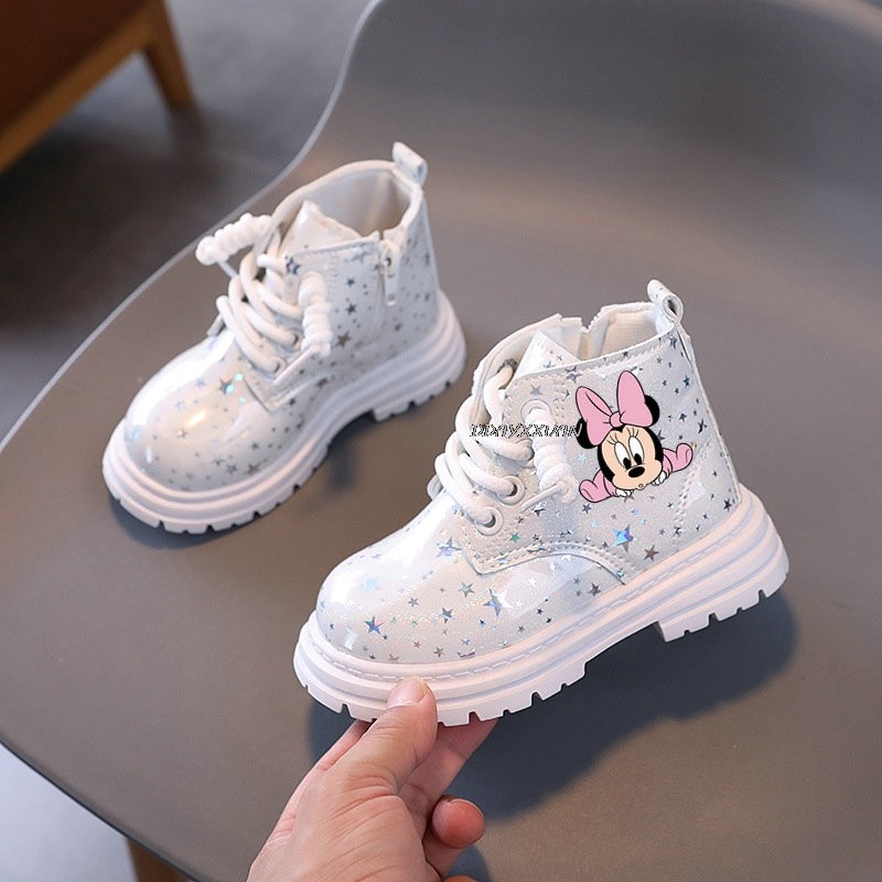 

Mickey Minnie Girls Kids Ankle Boots For Boys Children Soft Sole Boots Non-slip Outdoor Shoes Fashion Toddler Kids Short Boot