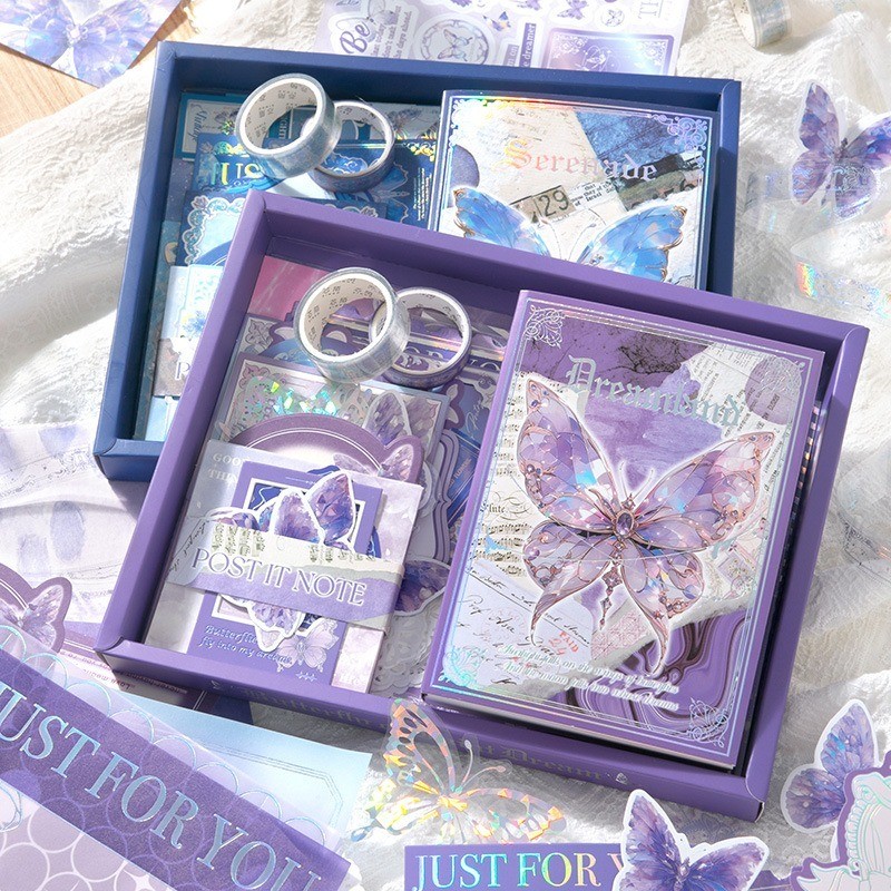 

165pcs Bujo Set Girl Heart Material Gift Box / Deco Journaling Paket Jurnal Retro Vintage Estetik
